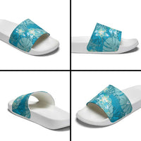 Hawaii Slide Sandals Teal Polynesian Monstera Patterns - Polynesian Pride