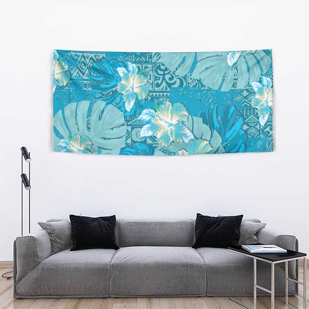 Hawaii Tapestry Teal Polynesian Monstera Patterns DT05 - Polynesian Pride