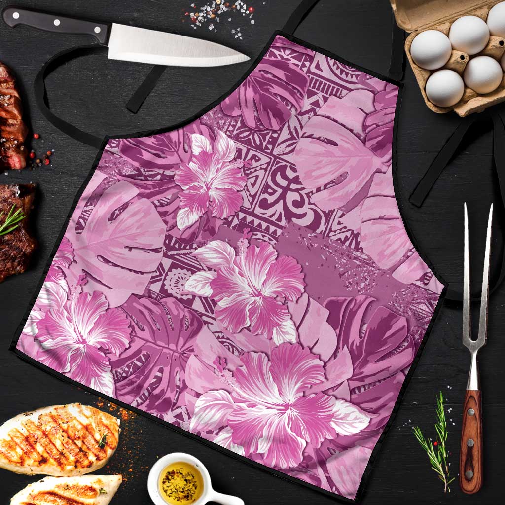 Hawaii Apron Magenta Polynesian Monstera Patterns - Polynesian Pride
