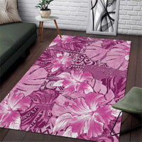Hawaii Area Rug Magenta Polynesian Monstera Patterns - Polynesian Pride