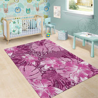 Hawaii Area Rug Magenta Polynesian Monstera Patterns - Polynesian Pride
