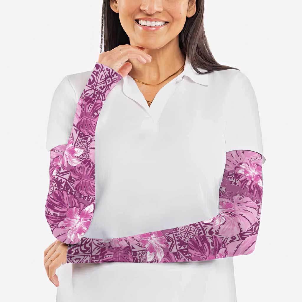 Hawaii Arm Sleeves Magenta Polynesian Monstera Patterns - Polynesian Pride