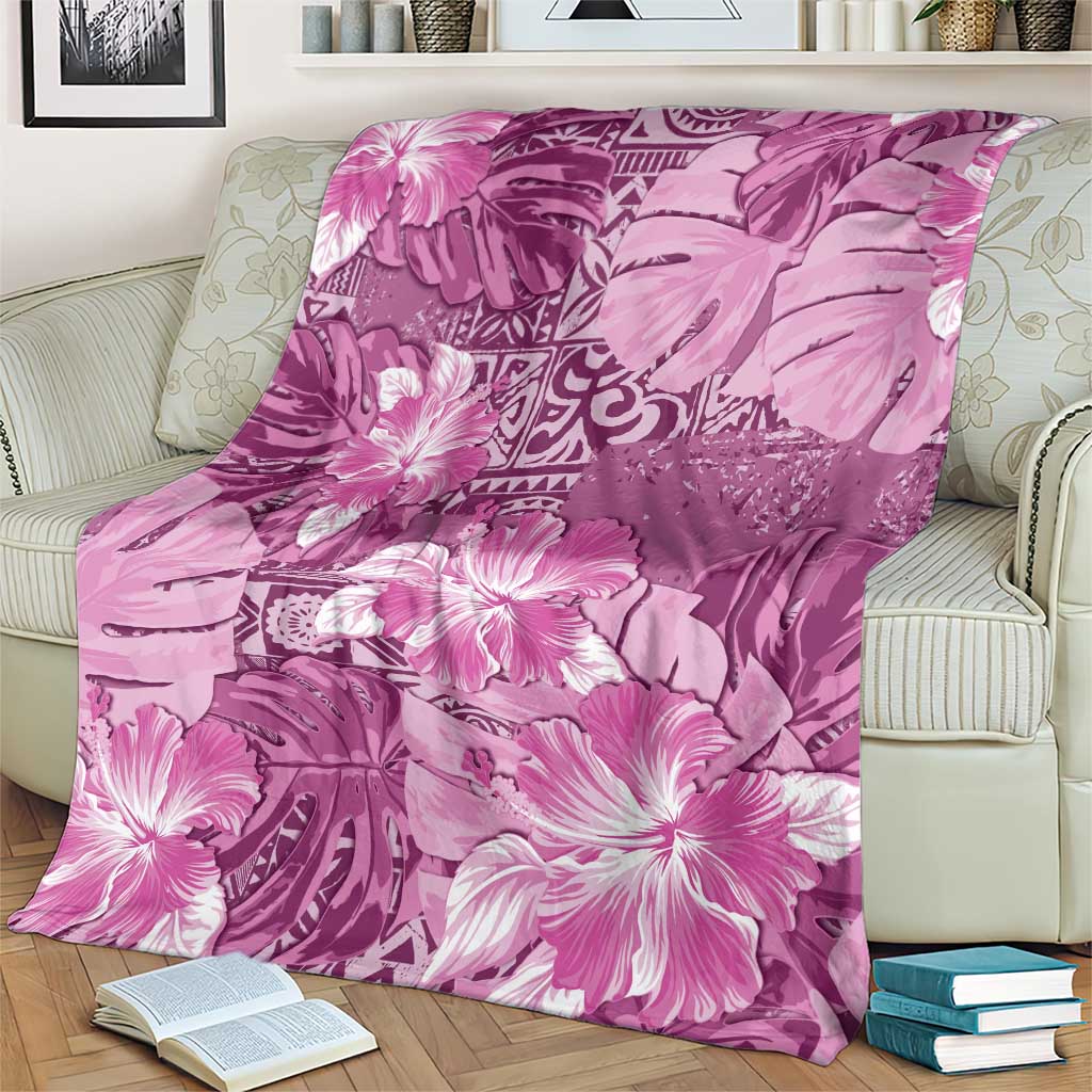 Hawaii Blanket Magenta Polynesian Monstera Patterns - Polynesian Pride