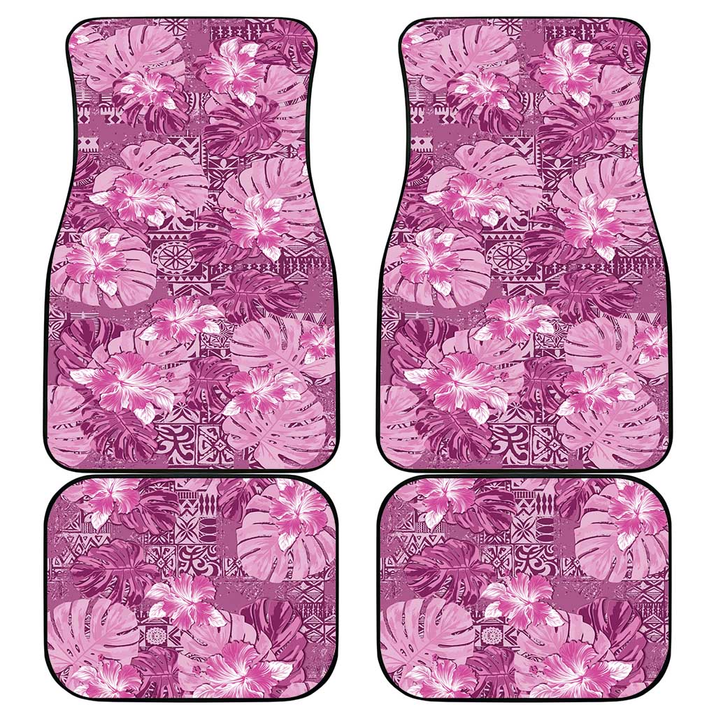 Hawaii Car Mats Magenta Polynesian Monstera Patterns - Polynesian Pride