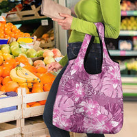 Hawaii Grocery Bag Magenta Polynesian Monstera Patterns - Polynesian Pride