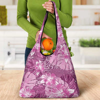 Hawaii Grocery Bag Magenta Polynesian Monstera Patterns - Polynesian Pride