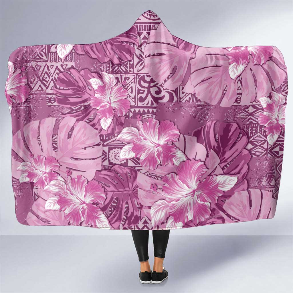 Hawaii Hooded Blanket Magenta Polynesian Monstera Patterns DT05 One Size Magenta - Polynesian Pride