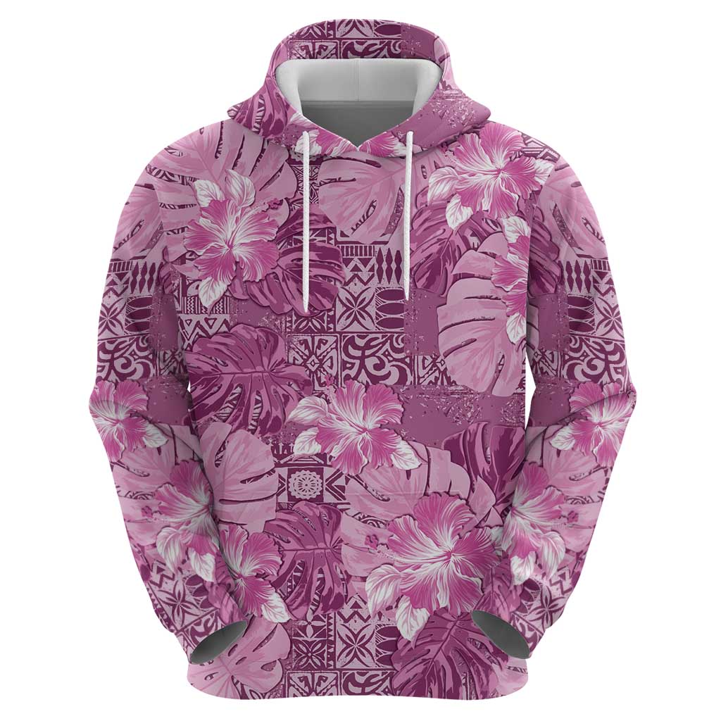 Hawaii Hoodie Magenta Polynesian Monstera Patterns - Polynesian Pride