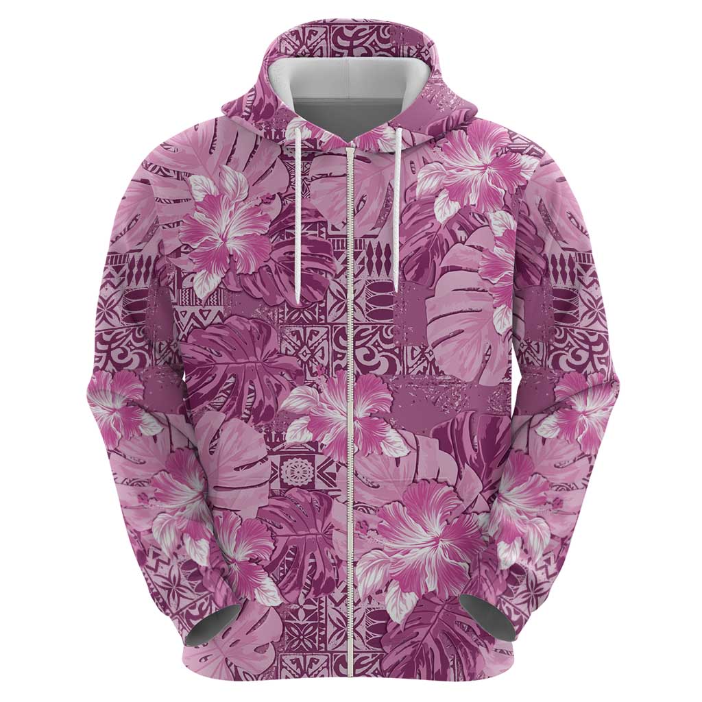 Hawaii Hoodie Magenta Polynesian Monstera Patterns - Polynesian Pride