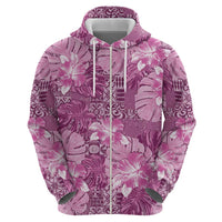 Hawaii Hoodie Magenta Polynesian Monstera Patterns - Polynesian Pride