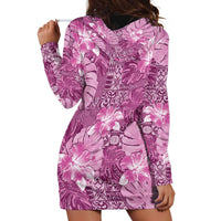 Hawaii Hoodie Dress Magenta Polynesian Monstera Patterns - Polynesian Pride
