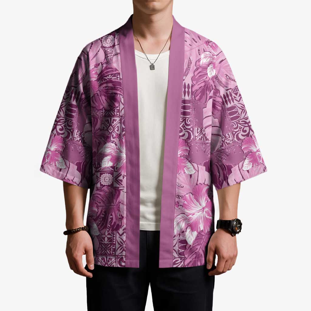 Hawaii Kimono Magenta Polynesian Monstera Patterns - Polynesian Pride
