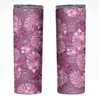 Hawaii Skinny Tumbler Magenta Polynesian Monstera Patterns - Polynesian Pride
