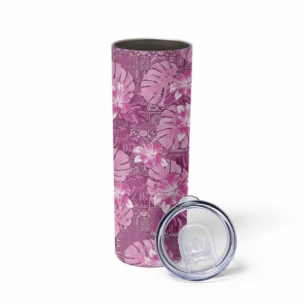 Hawaii Skinny Tumbler Magenta Polynesian Monstera Patterns - Polynesian Pride