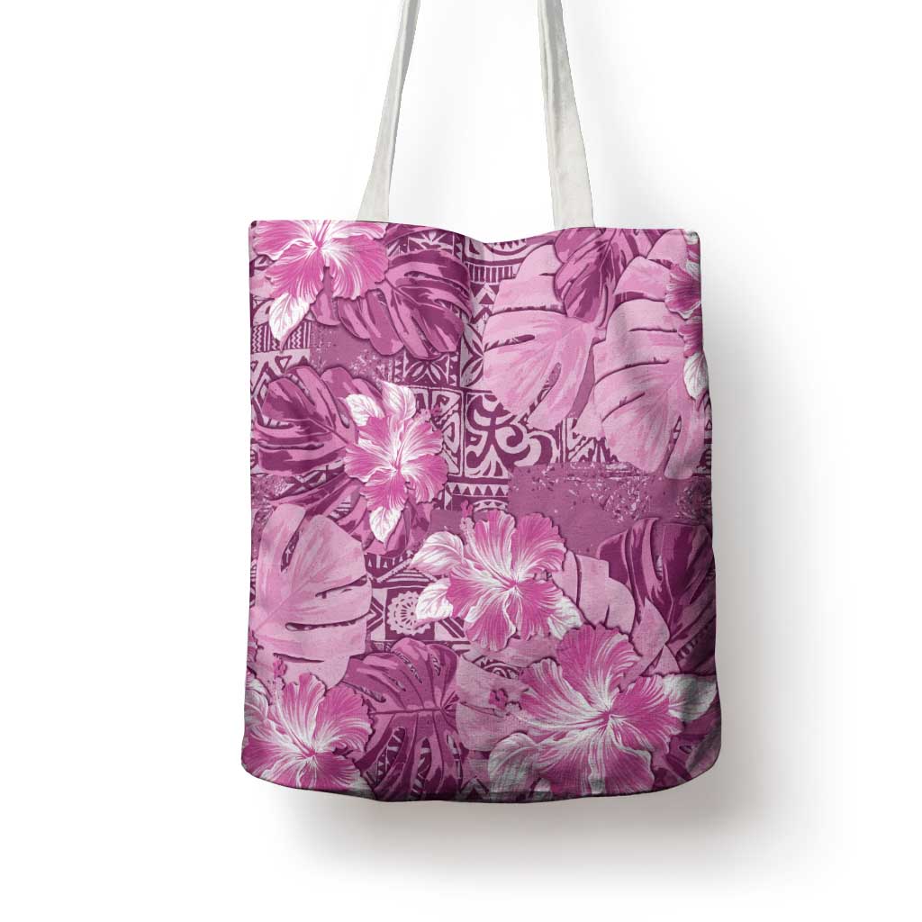Hawaii Tote Bag Magenta Polynesian Monstera Patterns - Polynesian Pride