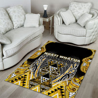 Aotearoa Ngati Whatua Area Rug Maori Tribal Gold Paua Shell Pattern DT05 - Polynesian Pride