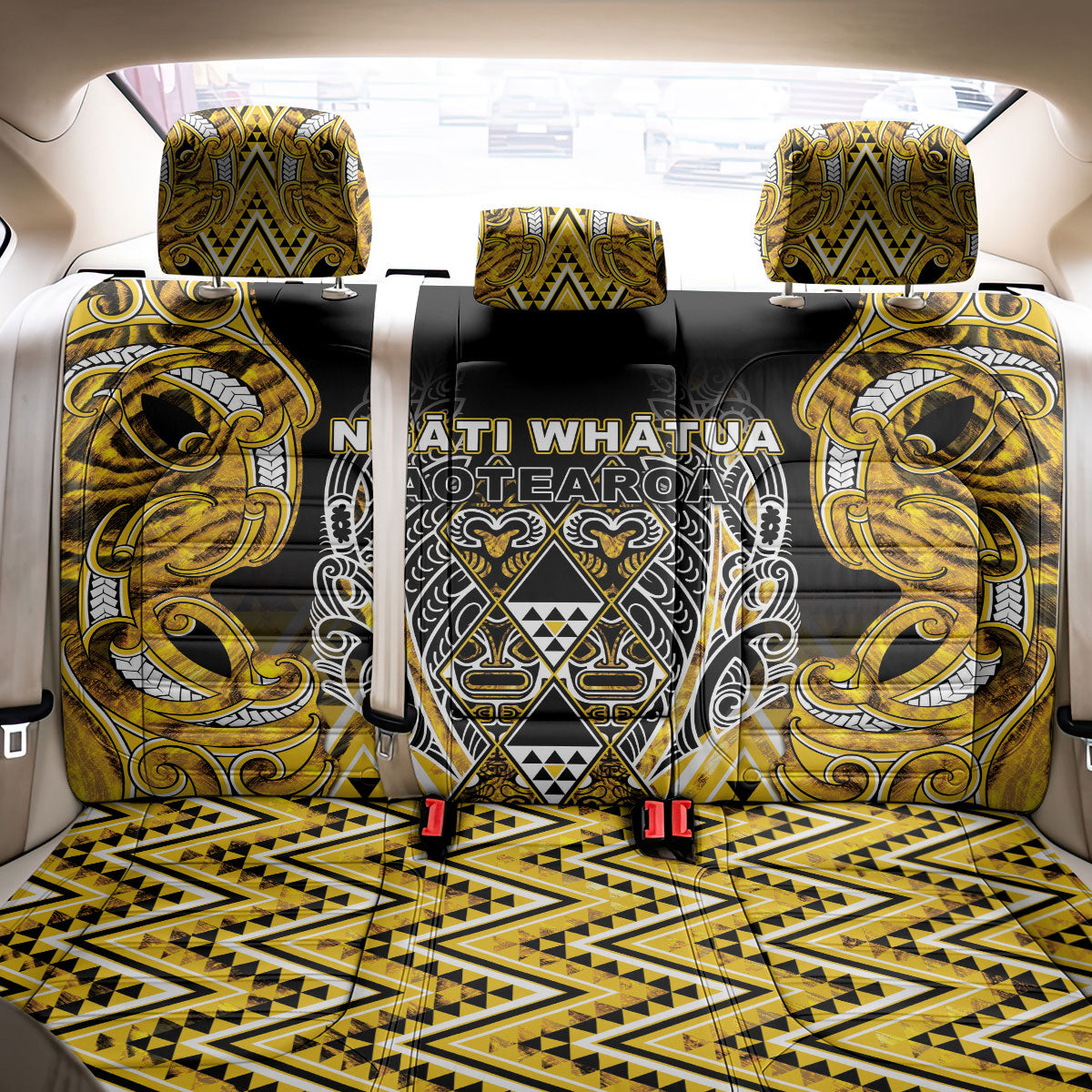 Aotearoa Ngati Whatua Back Car Seat Cover Maori Tribal Gold Paua Shell Pattern DT05 - Polynesian Pride