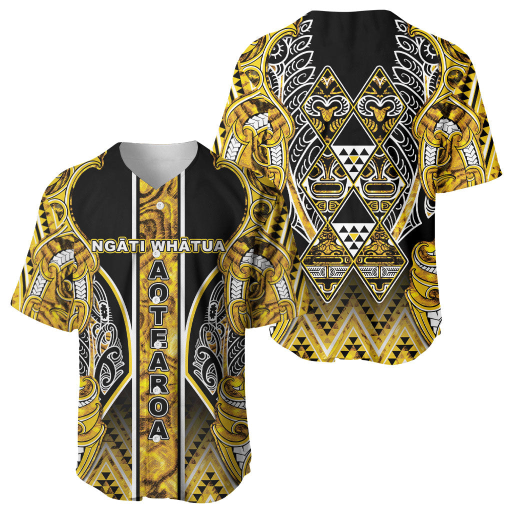 Aotearoa Ngati Whatua Baseball Jersey Maori Tribal Gold Paua Shell Pattern DT05 - Polynesian Pride