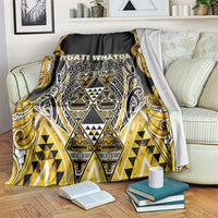 Aotearoa Ngati Whatua Blanket Maori Tribal Gold Paua Shell Pattern DT05 Yellow - Polynesian Pride