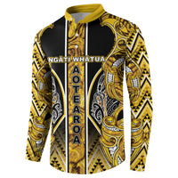 Aotearoa Ngati Whatua Button Sweatshirt Maori Tribal Gold Paua Shell Pattern DT05 - Polynesian Pride