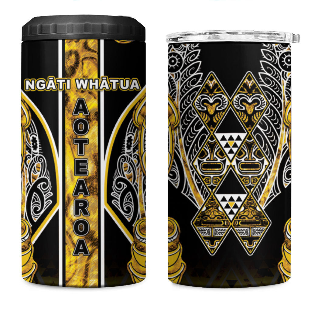 Aotearoa Ngati Whatua 4 in 1 Can Cooler Tumbler Maori Tribal Gold Paua Shell Pattern DT05 One Size: 16 oz Yellow - Polynesian Pride