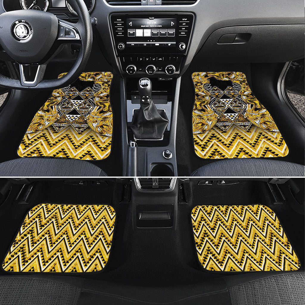 Aotearoa Ngati Whatua Car Mats Maori Tribal Gold Paua Shell Pattern DT05 Set 4pcs Yellow - Polynesian Pride
