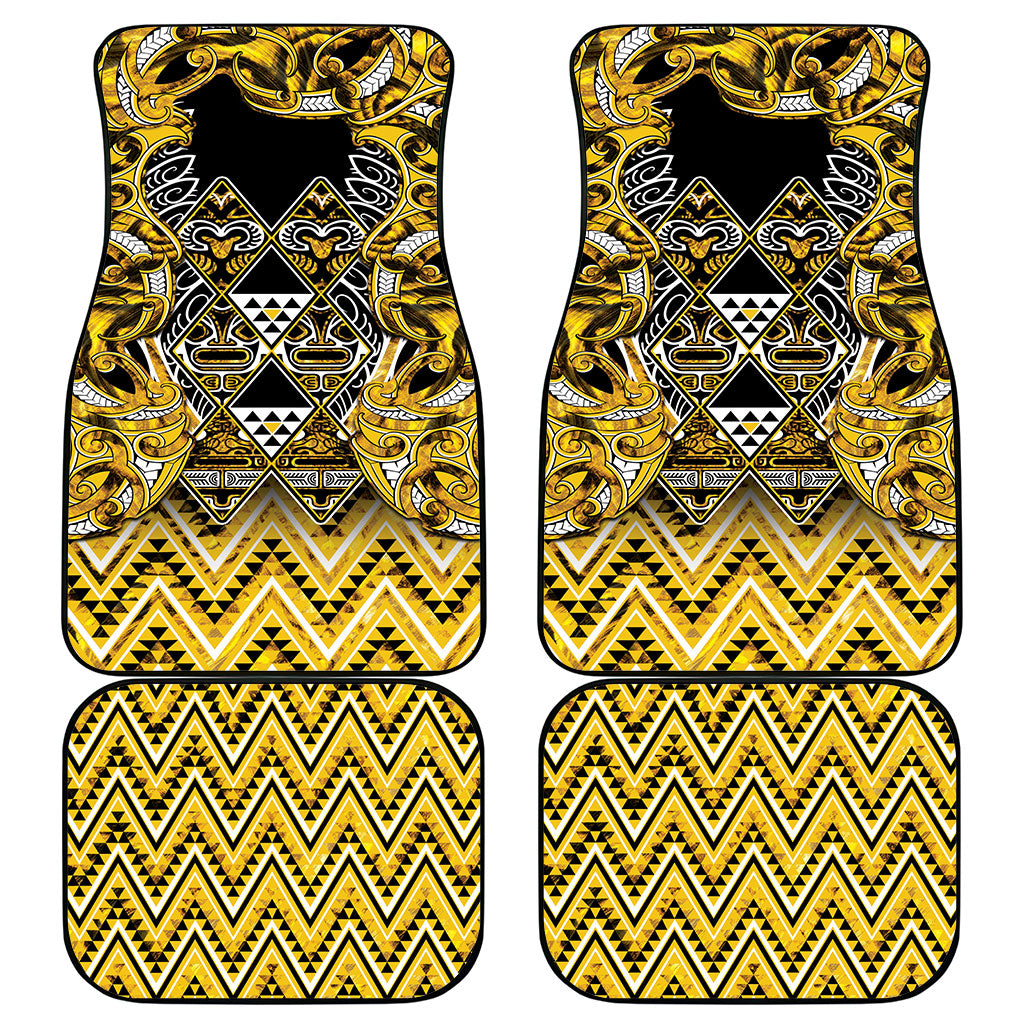 Aotearoa Ngati Whatua Car Mats Maori Tribal Gold Paua Shell Pattern DT05 - Polynesian Pride