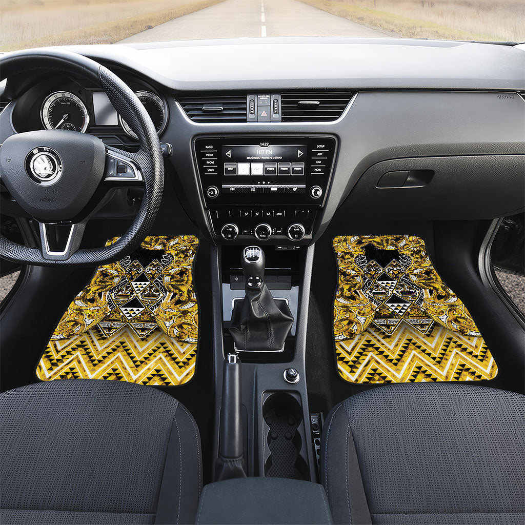 Aotearoa Ngati Whatua Car Mats Maori Tribal Gold Paua Shell Pattern DT05 Set 2pcs - Front Yellow - Polynesian Pride