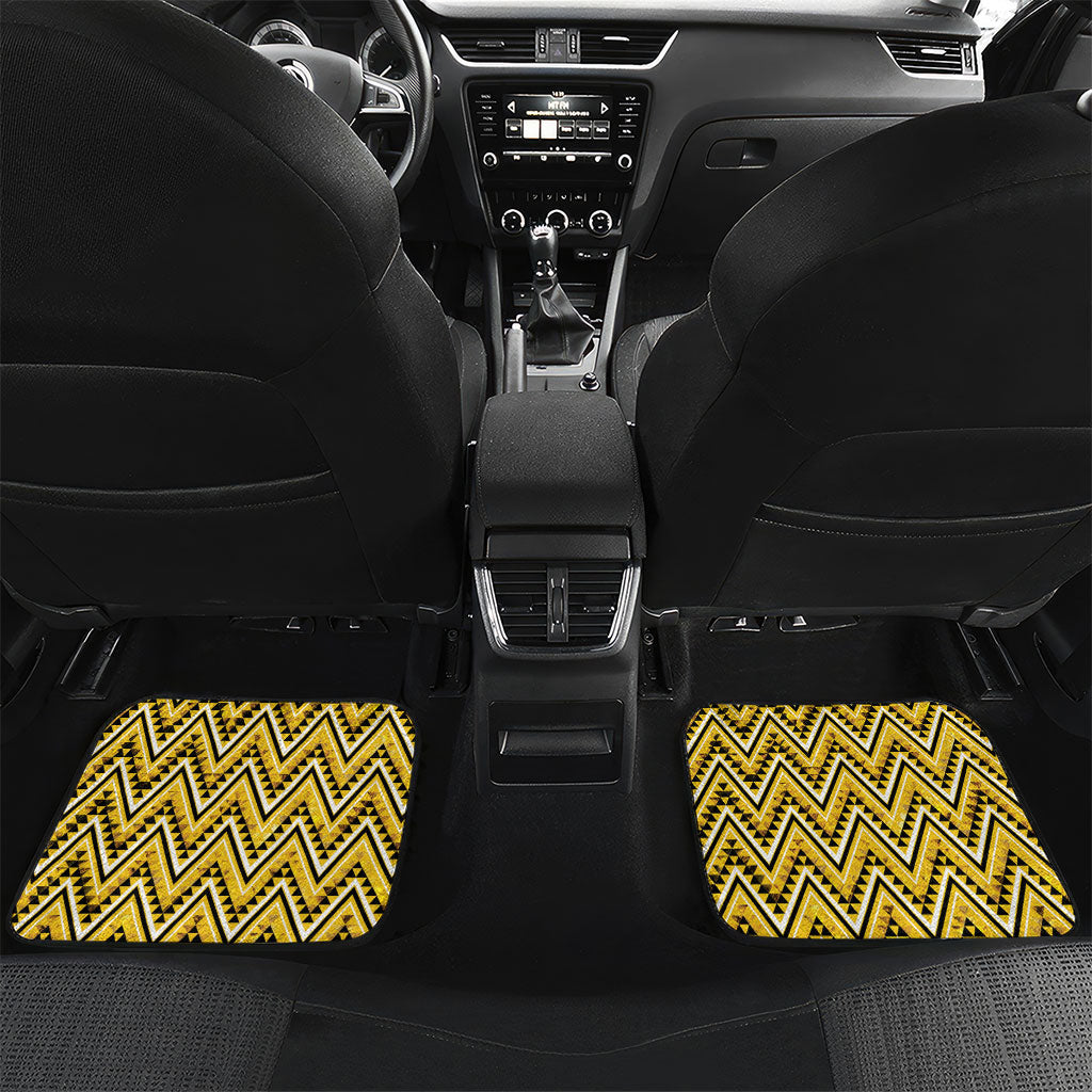 Aotearoa Ngati Whatua Car Mats Maori Tribal Gold Paua Shell Pattern DT05 Set 2pcs - Back Yellow - Polynesian Pride