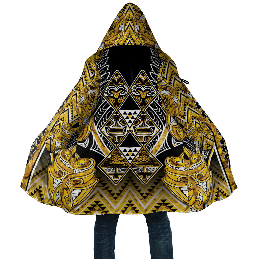 Aotearoa Ngati Whatua Cloak Maori Tribal Gold Paua Shell Pattern DT05 Unisex Yellow - Polynesian Pride