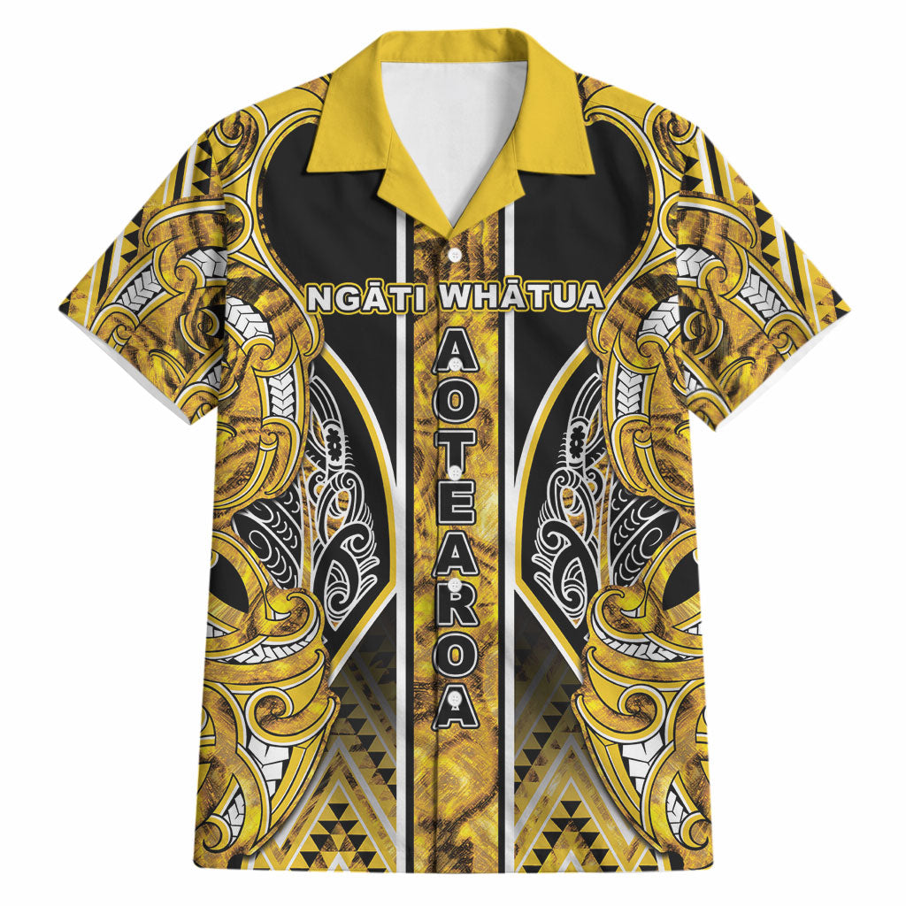 Aotearoa Ngati Whatua Hawaiian Shirt Maori Tribal Gold Paua Shell Pattern DT05 Yellow - Polynesian Pride