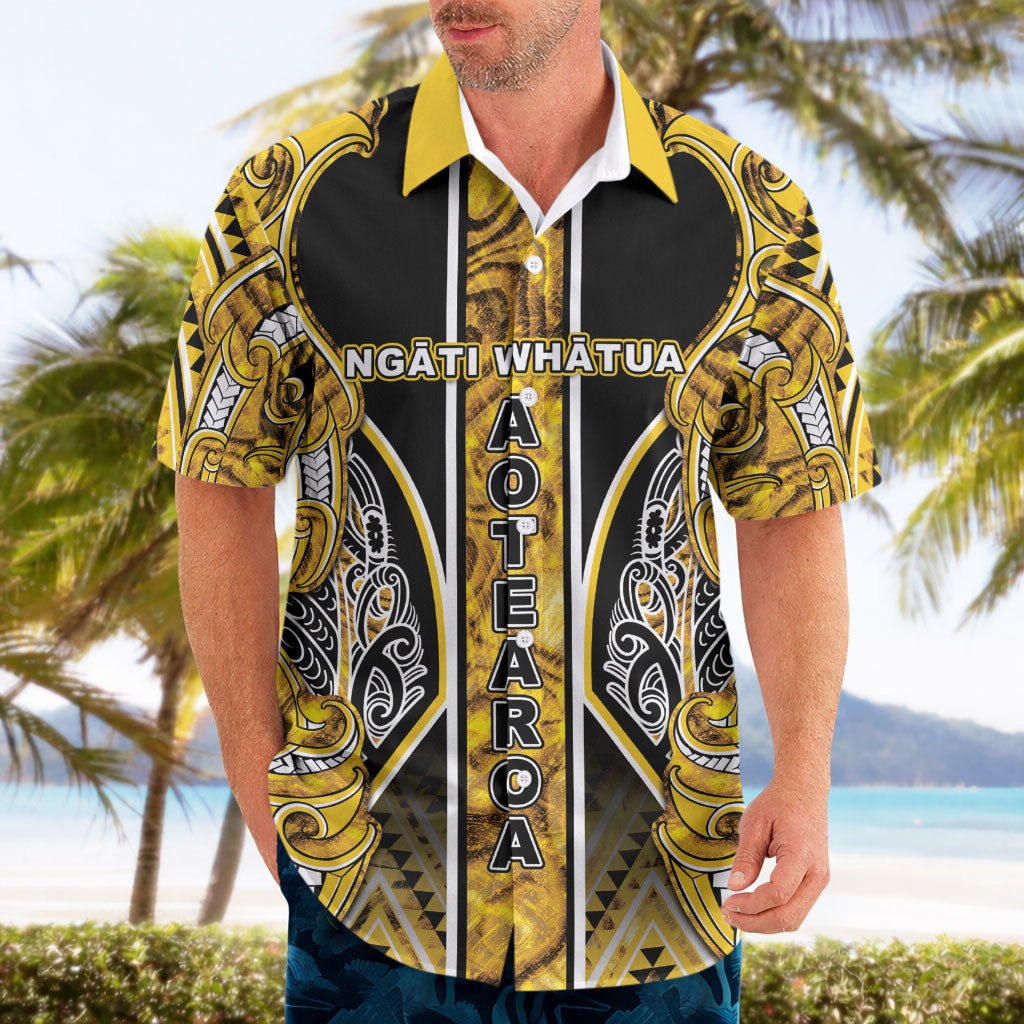 Aotearoa Ngati Whatua Hawaiian Shirt Maori Tribal Gold Paua Shell Pattern DT05 - Polynesian Pride
