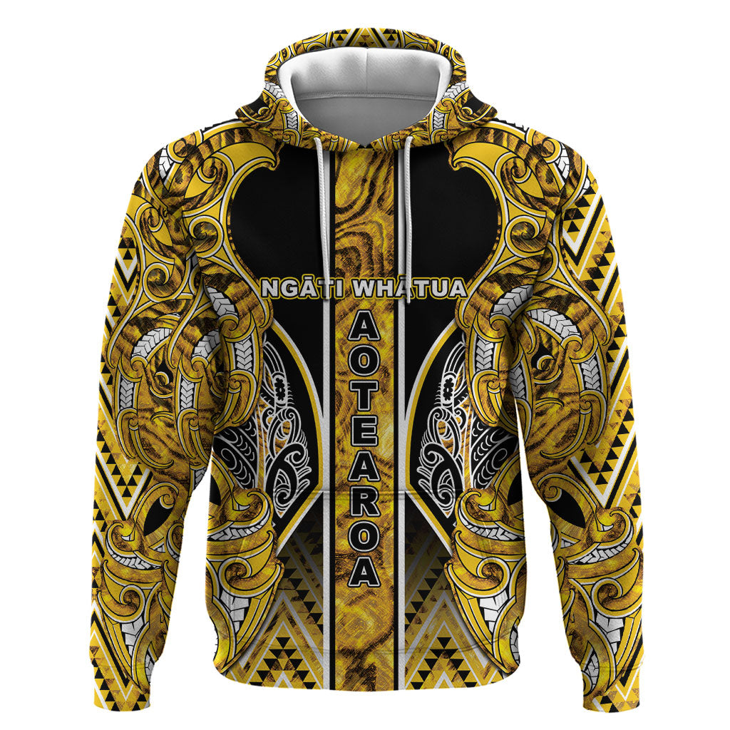 Aotearoa Ngati Whatua Hoodie Maori Tribal Gold Paua Shell Pattern DT05 Pullover Hoodie Yellow - Polynesian Pride