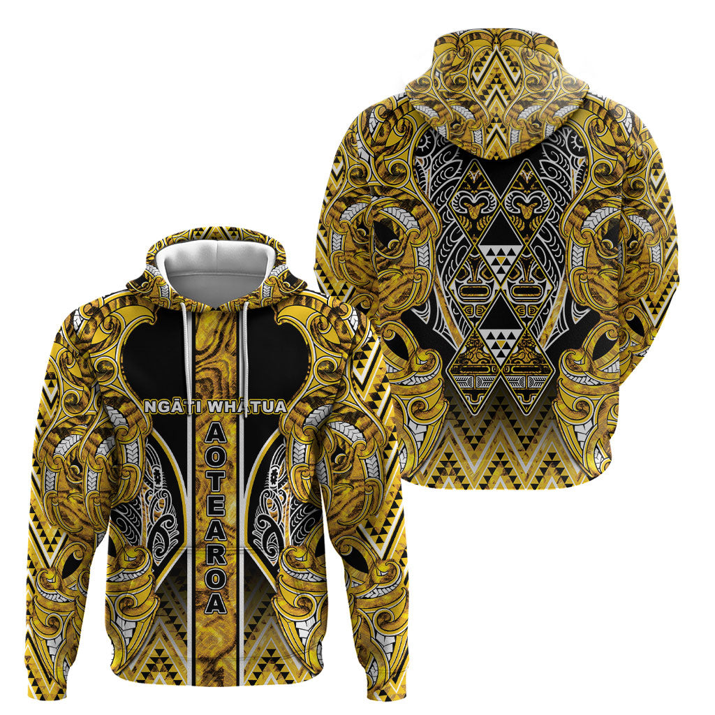 Aotearoa Ngati Whatua Hoodie Maori Tribal Gold Paua Shell Pattern DT05 - Polynesian Pride