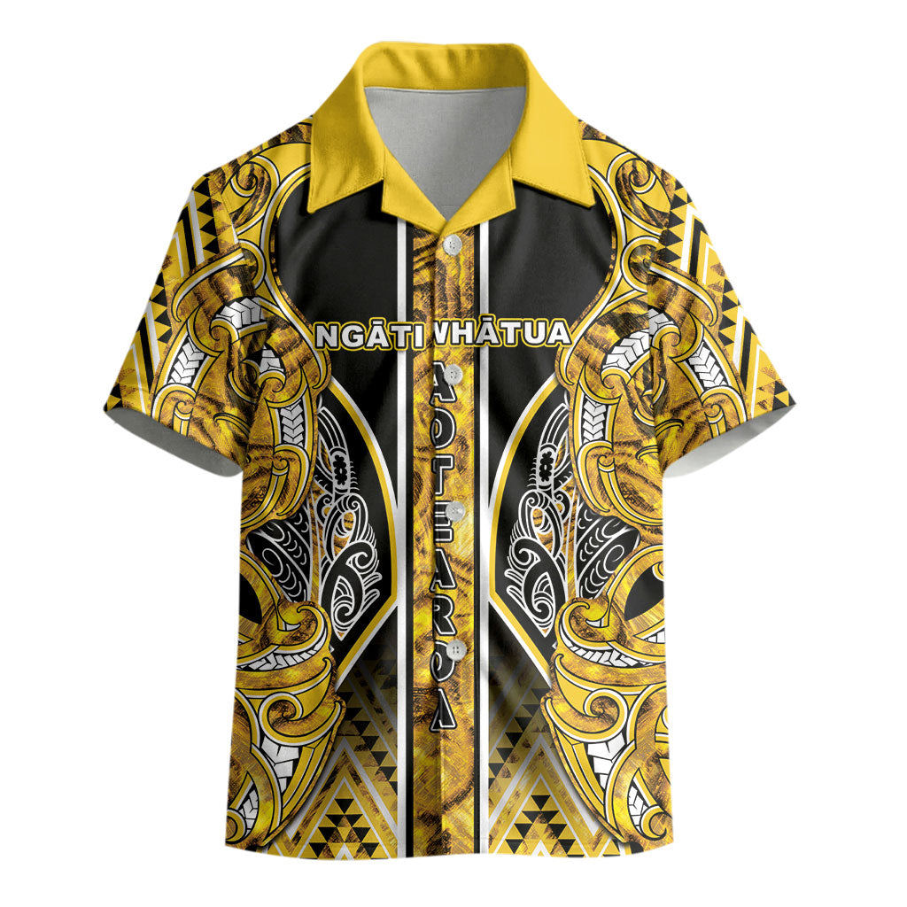 Aotearoa Ngati Whatua Kid Hawaiian Shirt Maori Tribal Gold Paua Shell Pattern DT05 - Polynesian Pride