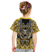 Aotearoa Ngati Whatua Kid T Shirt Maori Tribal Gold Paua Shell Pattern DT05 - Polynesian Pride
