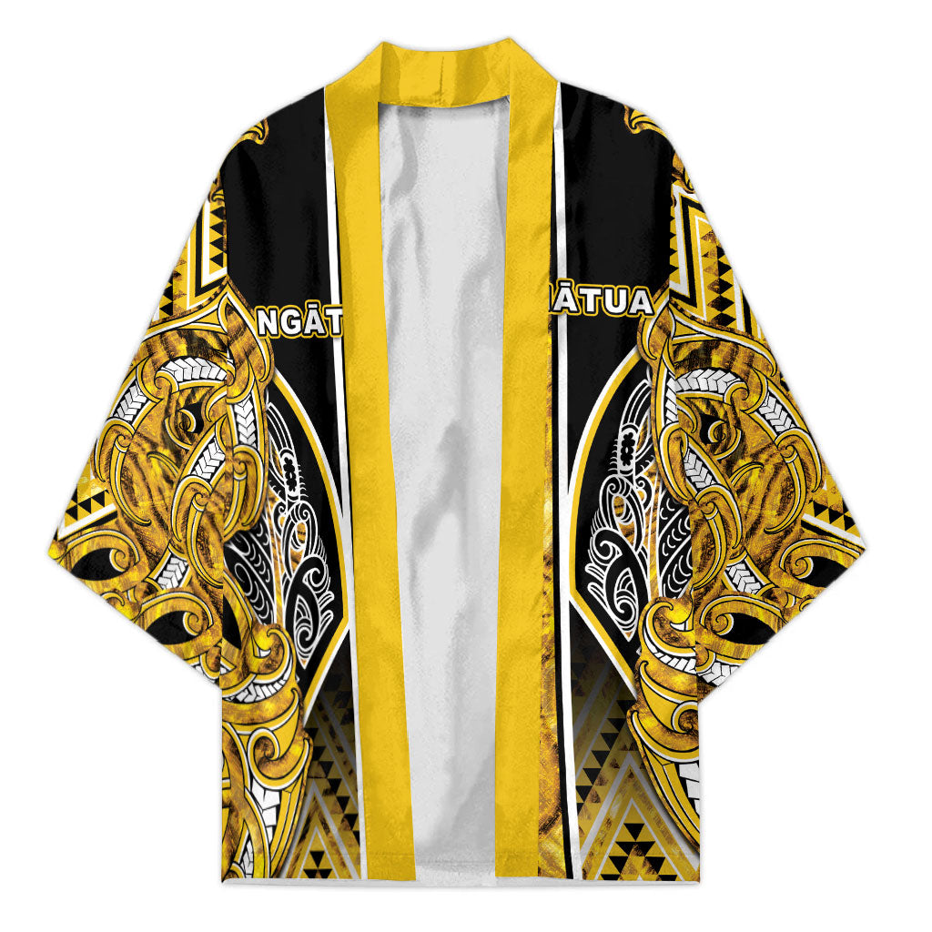 Aotearoa Ngati Whatua Kimono Maori Tribal Gold Paua Shell Pattern DT05 Unisex Yellow - Polynesian Pride