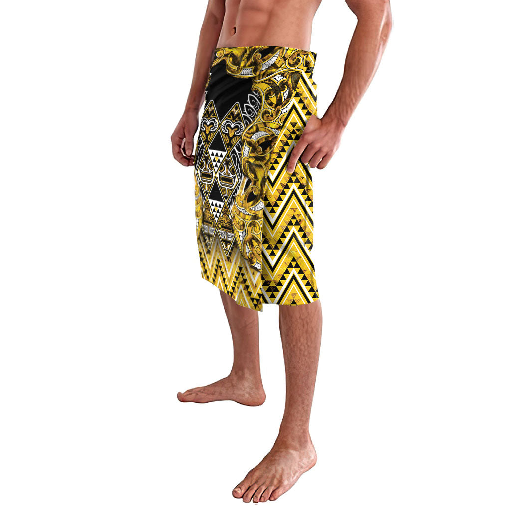 Aotearoa Ngati Whatua Lavalava Maori Tribal Gold Paua Shell Pattern DT05 - Polynesian Pride