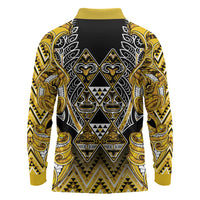 Aotearoa Ngati Whatua Long Sleeve Polo Shirt Maori Tribal Gold Paua Shell Pattern DT05 - Polynesian Pride