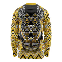 Aotearoa Ngati Whatua Long Sleeve Shirt Maori Tribal Gold Paua Shell Pattern DT05 - Polynesian Pride