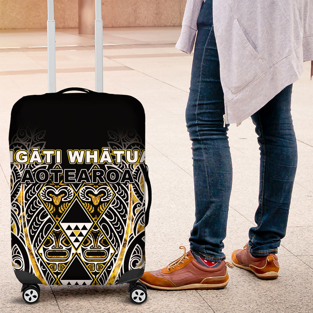Aotearoa Ngati Whatua Luggage Cover Maori Tribal Gold Paua Shell Pattern DT05 Yellow - Polynesian Pride