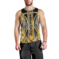 Aotearoa Ngati Whatua Men Tank Top Maori Tribal Gold Paua Shell Pattern DT05 - Polynesian Pride