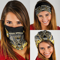 Aotearoa Ngati Whatua Neck Gaiter Maori Tribal Gold Paua Shell Pattern DT05 - Polynesian Pride