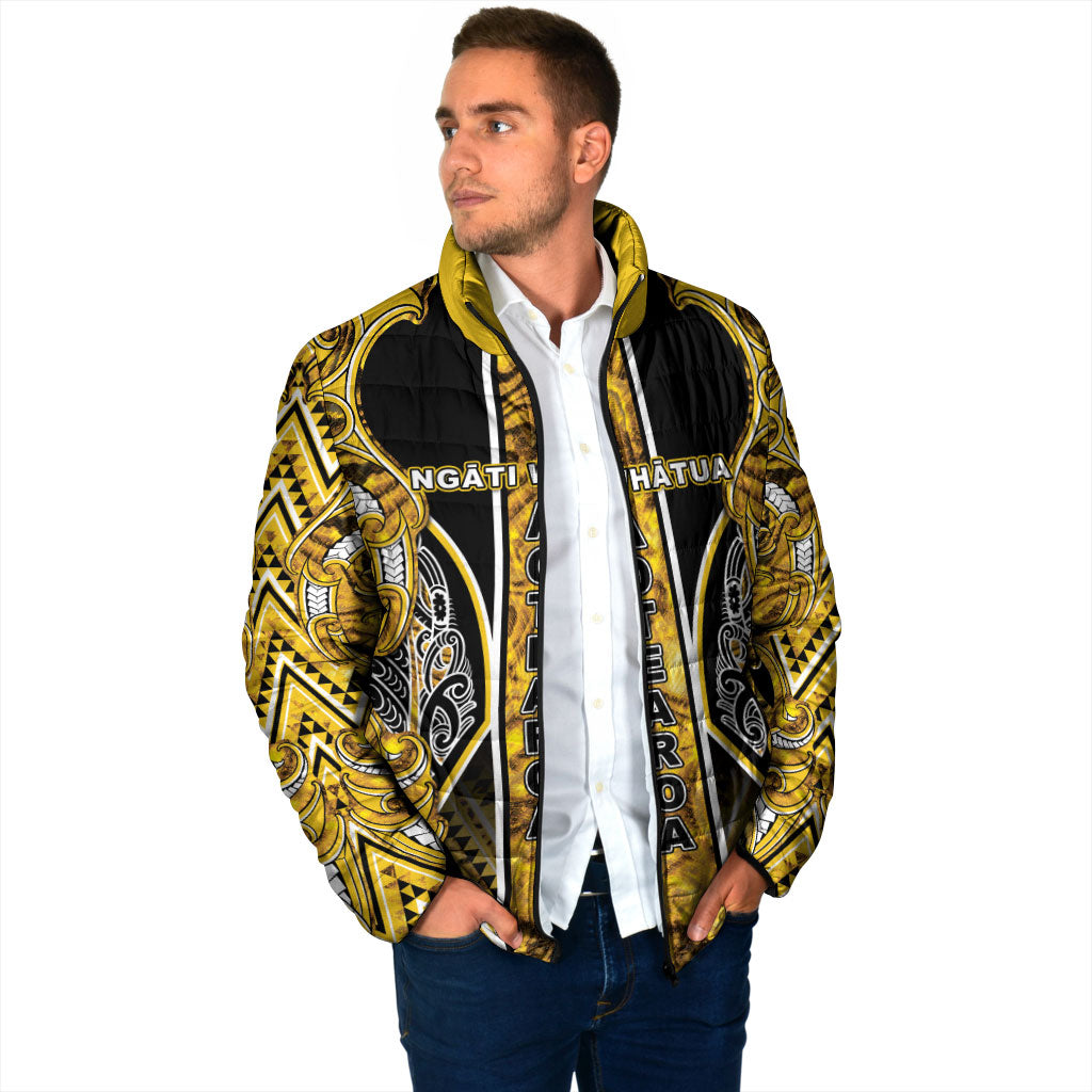 Aotearoa Ngati Whatua Padded Jacket Maori Tribal Gold Paua Shell Pattern DT05 - Polynesian Pride