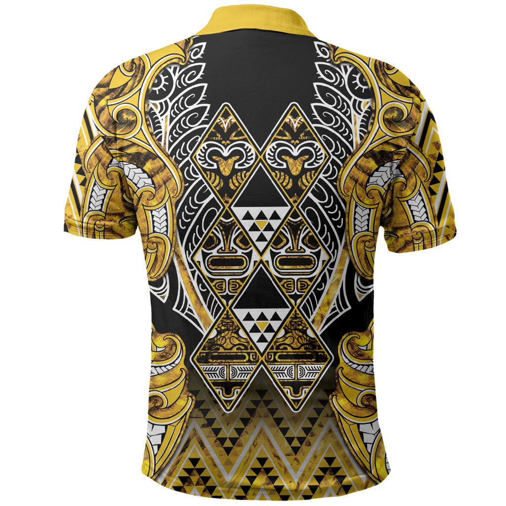 Aotearoa Ngati Whatua Polo Shirt Maori Tribal Gold Paua Shell Pattern DT05 - Polynesian Pride