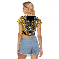 Aotearoa Ngati Whatua Raglan Cropped T Shirt Maori Tribal Gold Paua Shell Pattern DT05 - Polynesian Pride