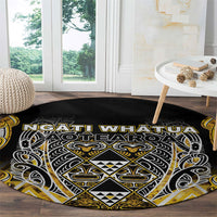Aotearoa Ngati Whatua Round Carpet Maori Tribal Gold Paua Shell Pattern DT05 - Polynesian Pride