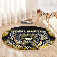 Aotearoa Ngati Whatua Round Carpet Maori Tribal Gold Paua Shell Pattern DT05 - Polynesian Pride