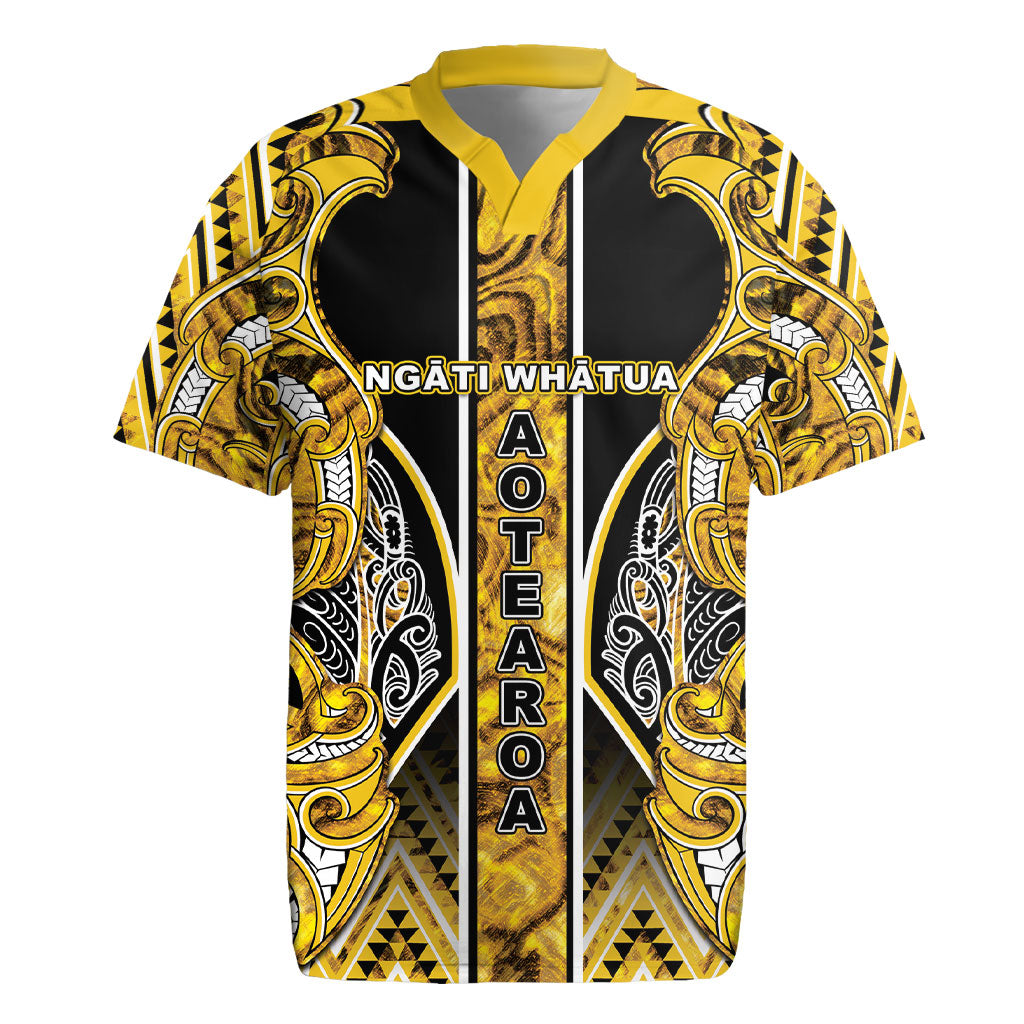 Aotearoa Ngati Whatua Rugby Jersey Maori Tribal Gold Paua Shell Pattern DT05 Yellow - Polynesian Pride