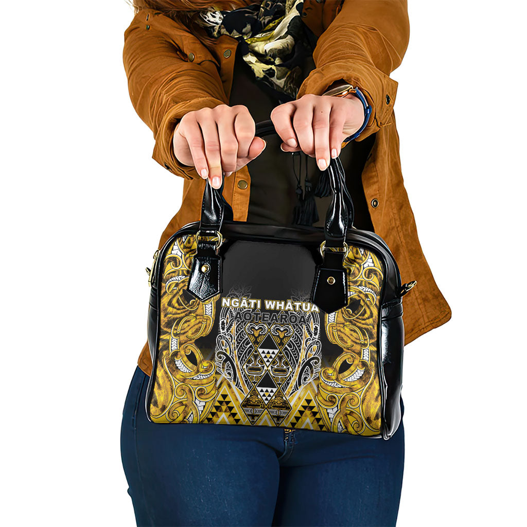 Aotearoa Ngati Whatua Shoulder Handbag Maori Tribal Gold Paua Shell Pattern DT05 One Size Yellow - Polynesian Pride